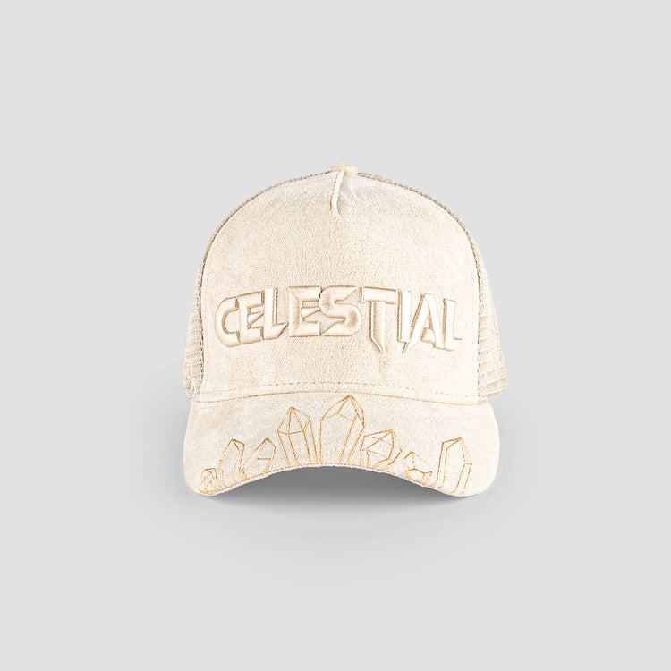 Suede Trucker Cap - Beige
